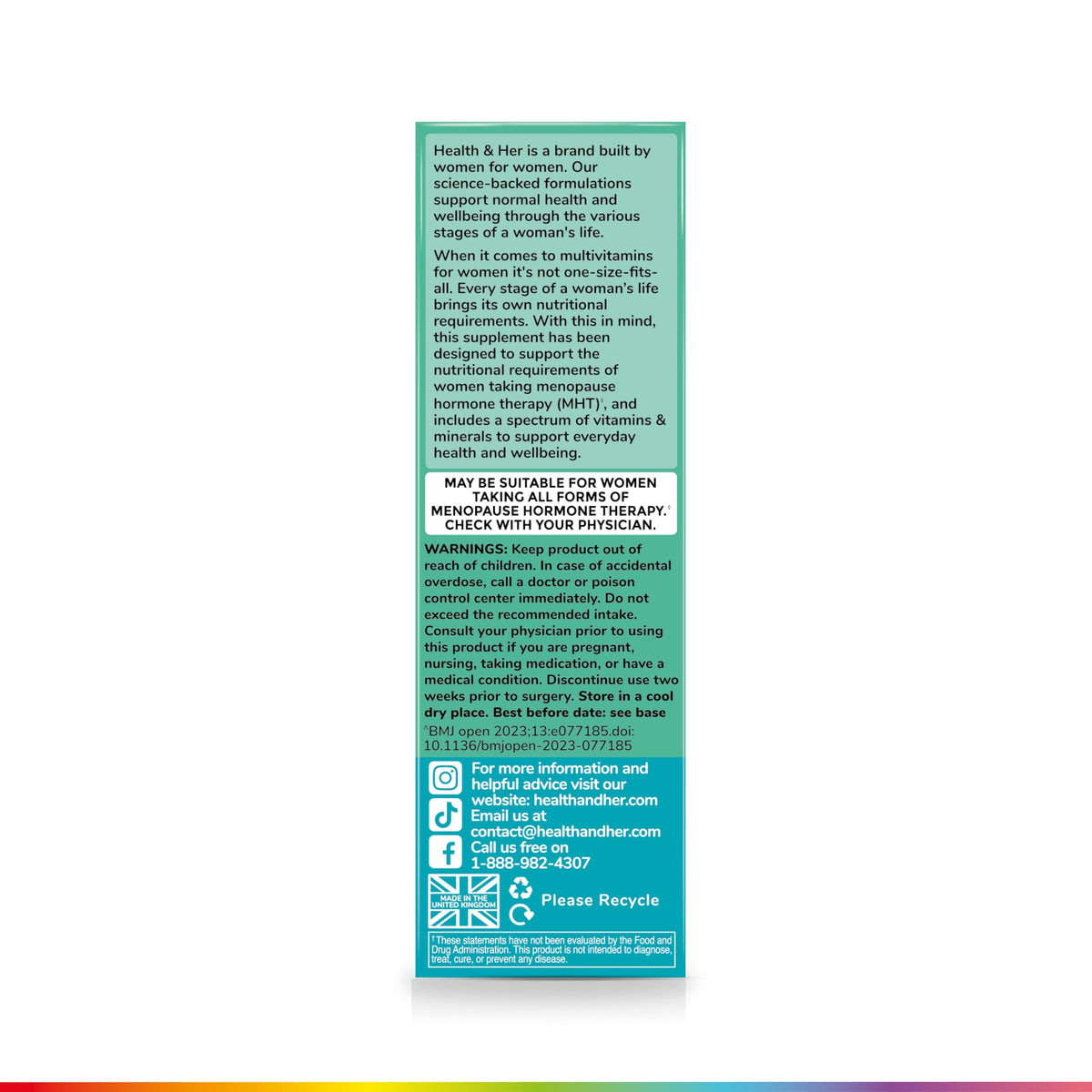 Health & Her Multivitamin for Women Taking Menopause Hormone Therapy (MHT/HRT) - Supplements for Women - Nutrition and Wellbeing Support - 1 Month Supply, 60 Tablets - Vegan & Gluten Free Health and Her