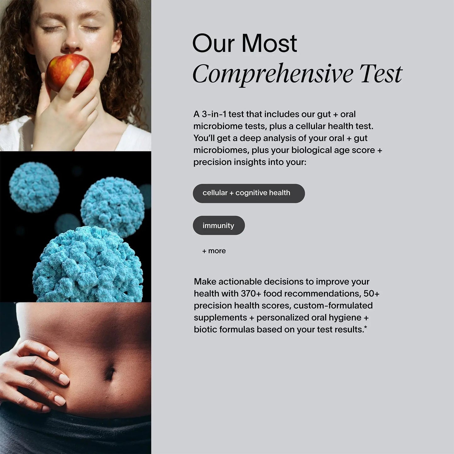 Viome at-Home Full Body Intelligence 3-in-1 Test Kit for Women & Men, 50+ Health Scores from Blood, Saliva, and Stool, Comprehensive Gut Microbiome Analysis, Biological Age, BioHacker Friendly Viome