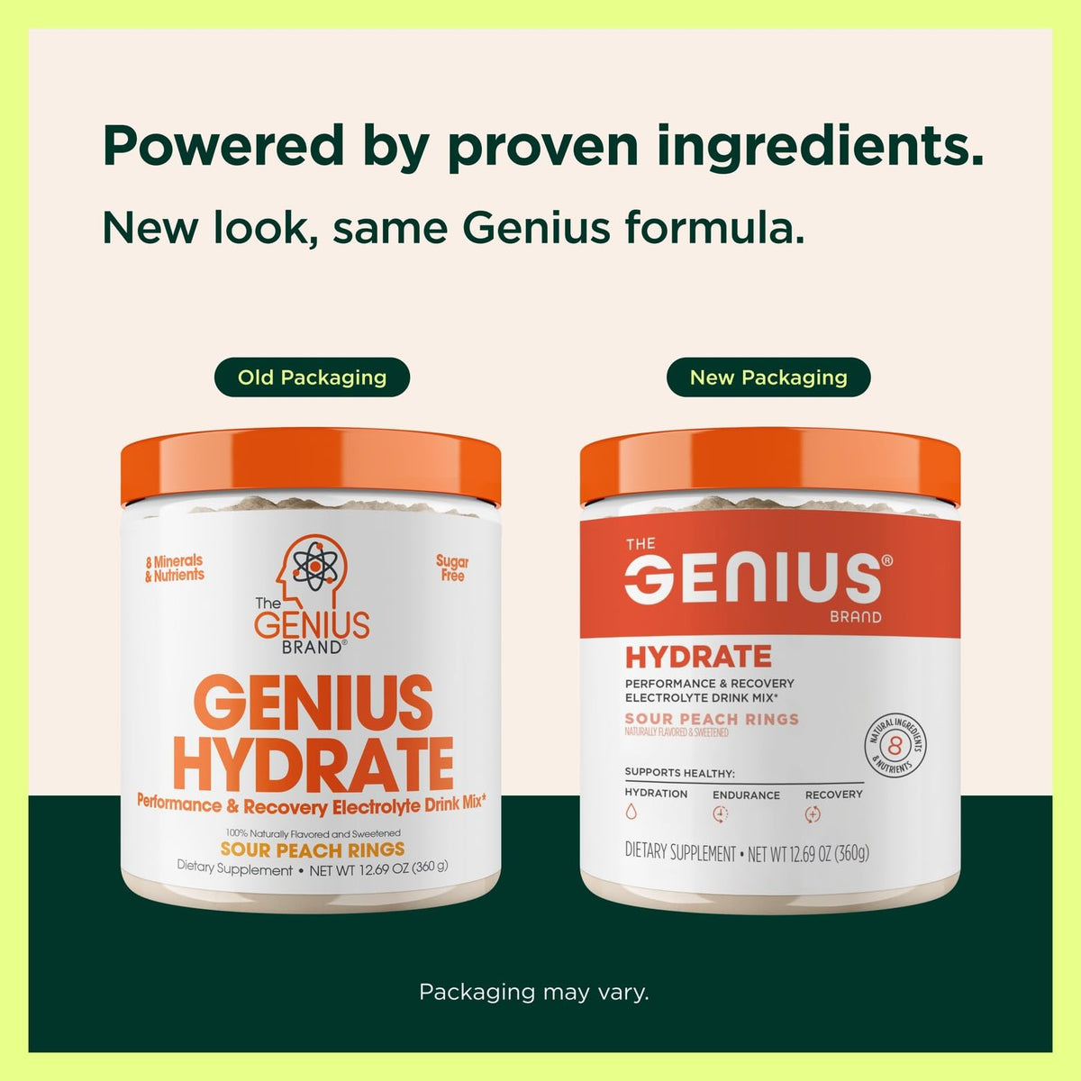 The Genius Brand Genius Hydrate - Electrolyte Supplement for Daily Hydration - Coconut Water - Sugar-Free - 8 Essential Minerals & Nutrients - Non-GMO - Sour Peach Rings - 50 Servings The Genius Brand