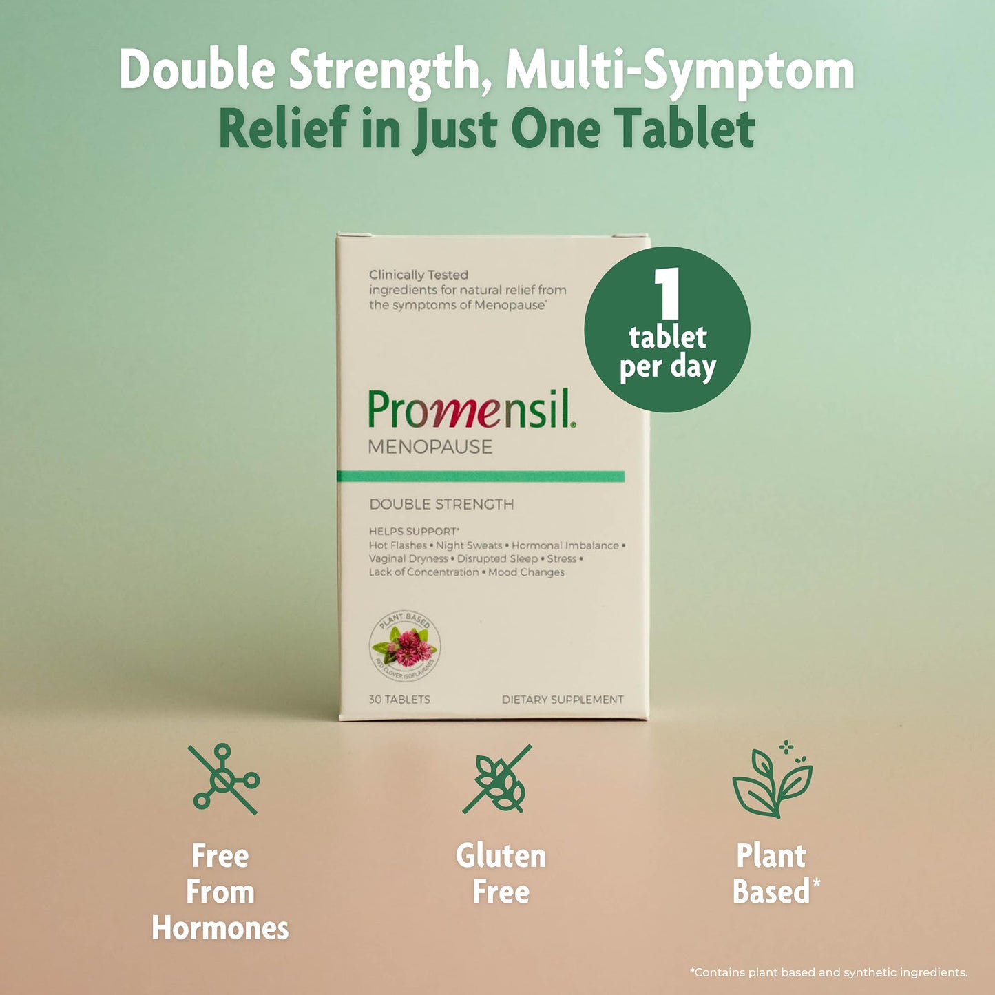 Promensil Menopause Double Strength - Menopause Supplements for Women, Red Clover Isoflavones, Helps Support Hot Flashes, Night Sweats, Restlessness - 30 Count Promensil