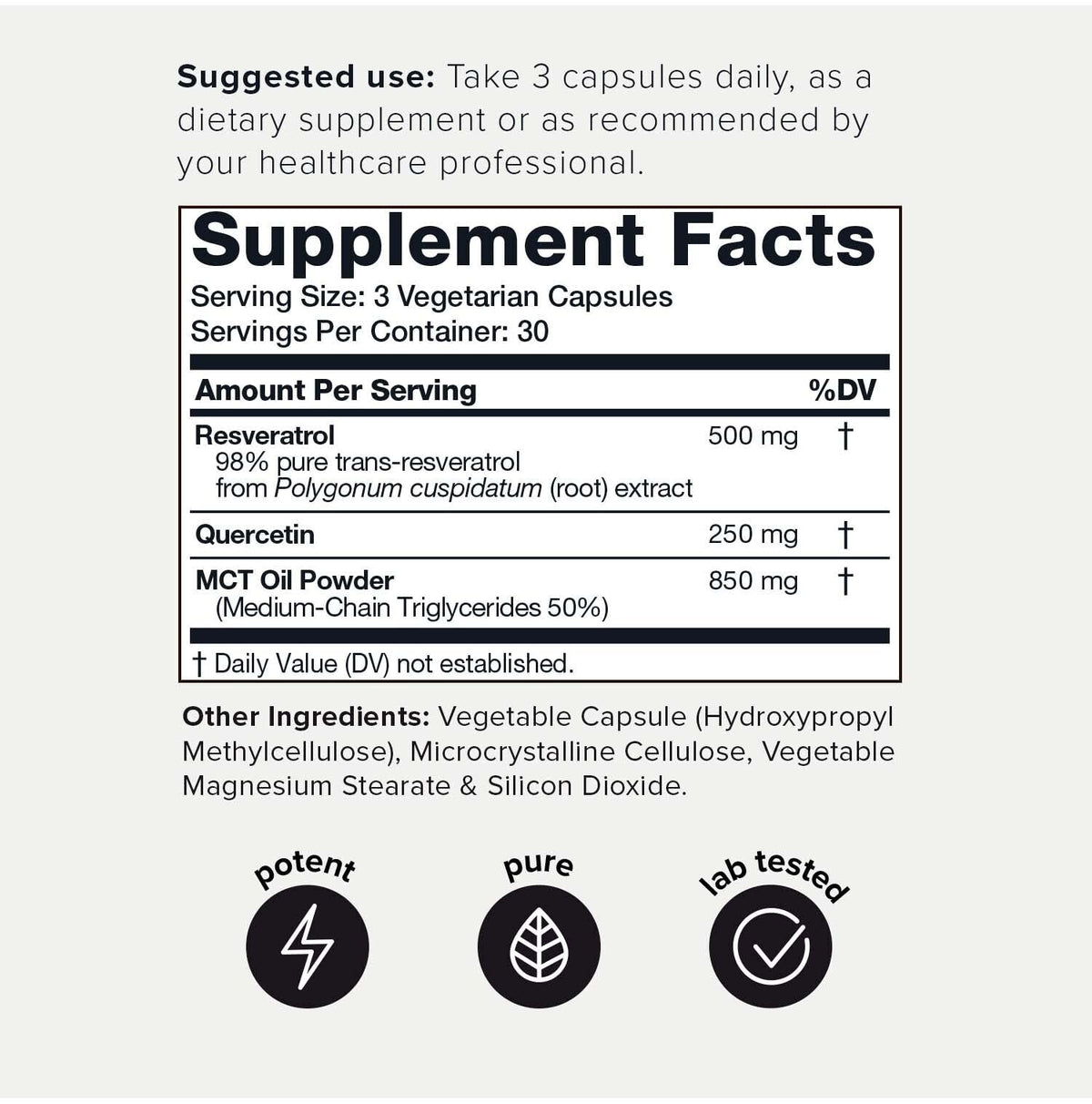 Toniiq 1600mg Resveratrol Blend - Ultra High Purity and 3rd Party Tested - with MCT Toniiq