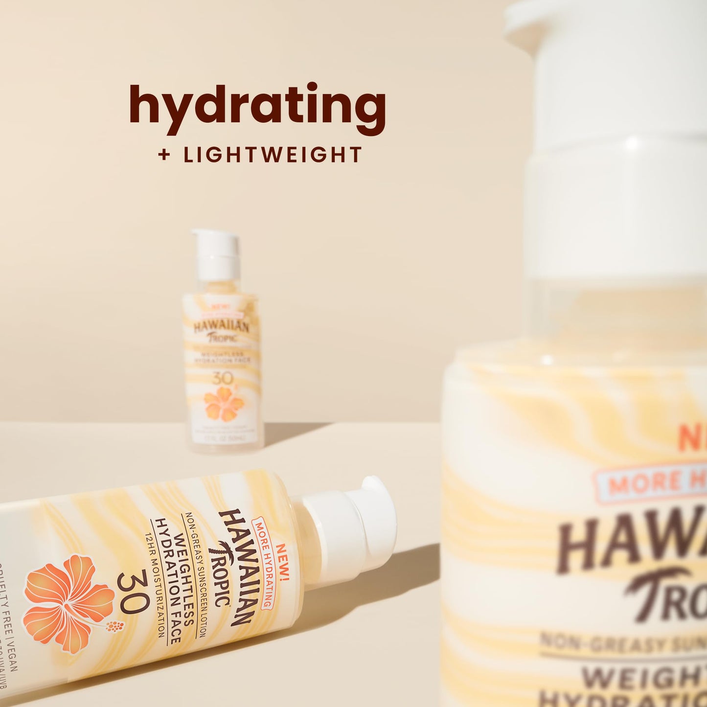 Hawaiian Tropic Weightless Hydration Lotion Sunscreen for Face SPF 30, 1.7oz | Travel Size Hawaiian Tropic