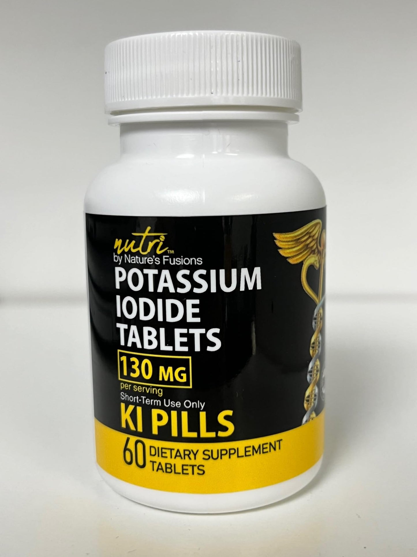 Potassium Iodide Tablets 130 mg - (60 Tablets) 10 Year Shelf-Life EXP 2034 to 2035 - Ki Pills - Yoduro de potasio - Nutri Supplements - 3rd Party Tested Nature's Fusions