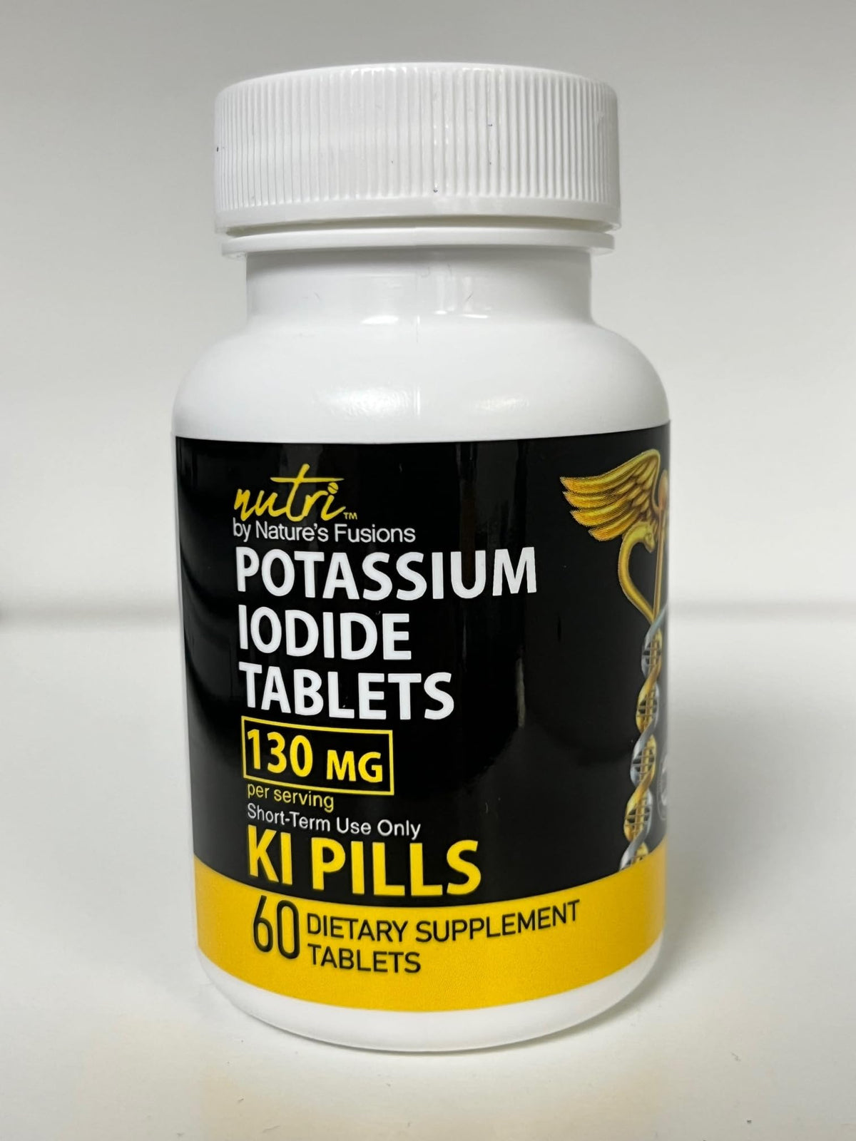 Potassium Iodide Tablets 130 mg - (60 Tablets) 10 Year Shelf-Life EXP 2034 to 2035 - Ki Pills - Yoduro de potasio - Nutri Supplements - 3rd Party Tested Nature's Fusions