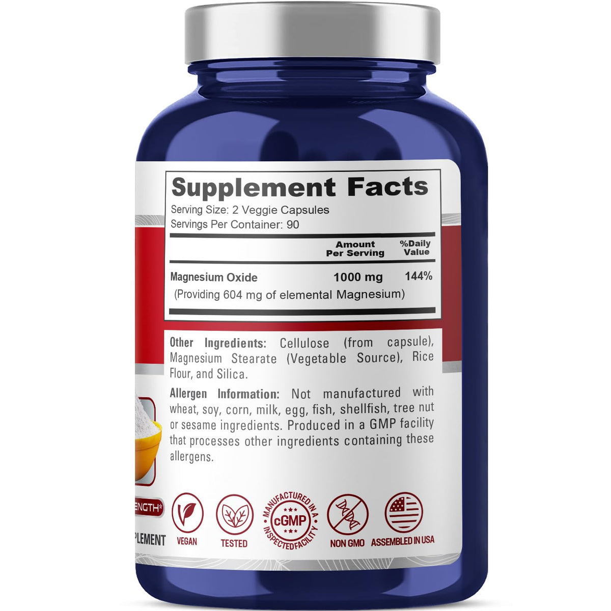 NusaPure Magnesium Oxide 1,000mg per Serving 180 Veggie Caps (Non-GMO, Vegan) NusaPure