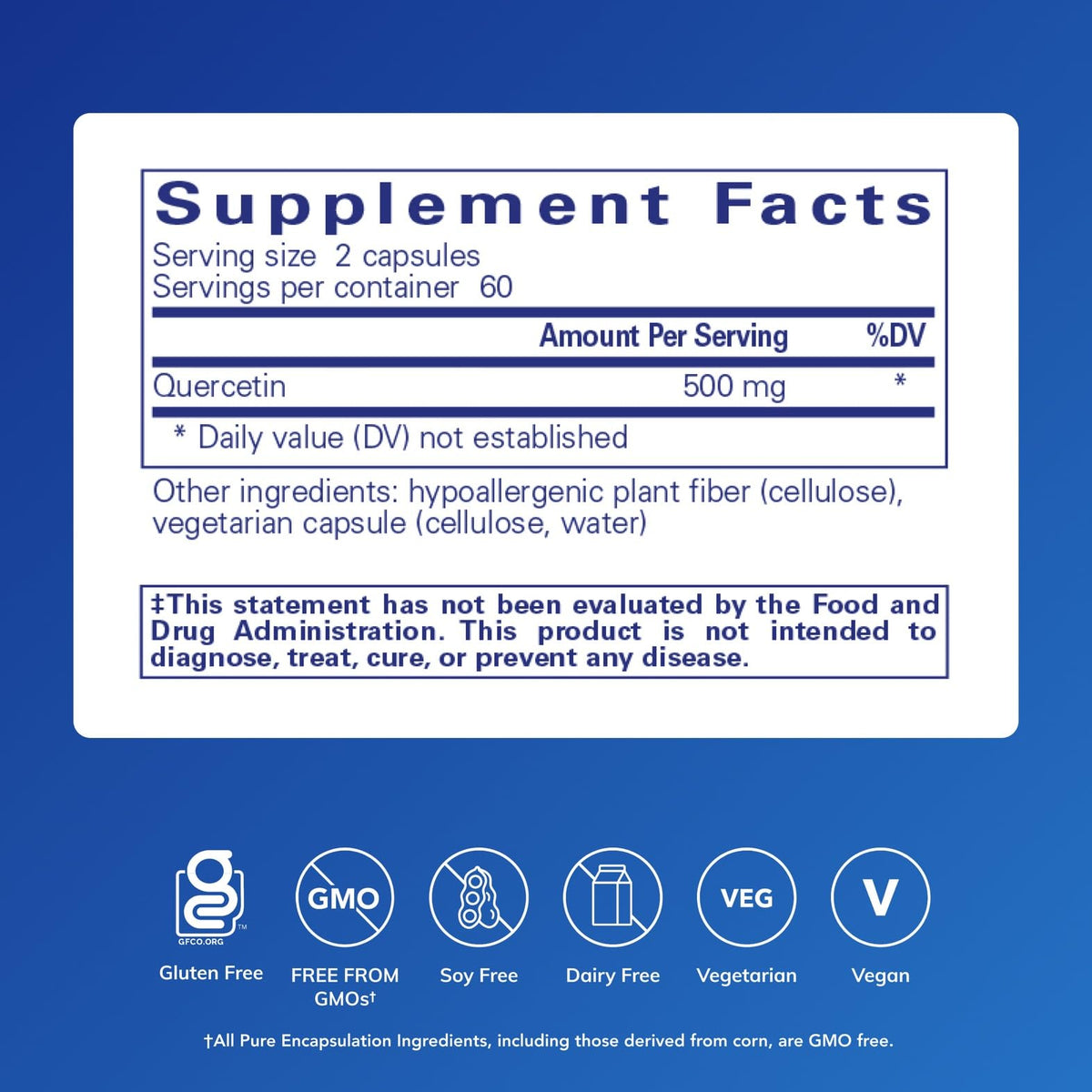Pure Encapsulations Quercetin - 500 mg - Immune Support, Cellular Health & Heart Health - Antioxidant Supplement Pure Encapsulations