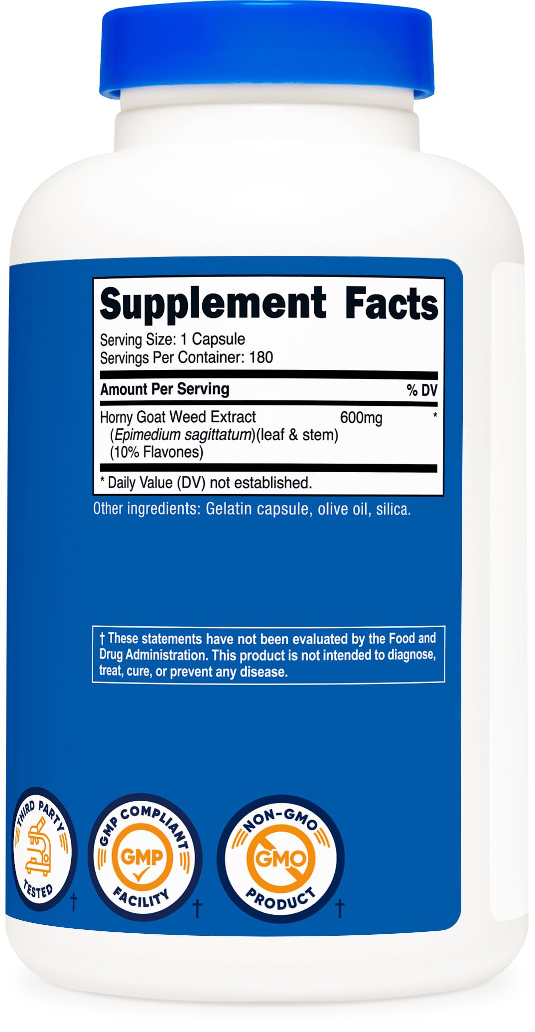 Nutricost Horny Goat Weed Extract (Epimedium) - 180 Capsules, 180 Servings, 600mg Per Capsule Nutricost