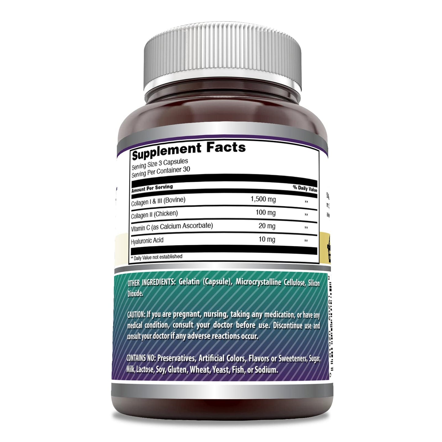 Amazing Formulas Advanced Collagen Supplement | Collagen Type I, II & III with Vitamin C & Hyaluronic | 1600 Mg Per Serving | 90 Capsules | Non-GMO | Gluten-Free | Made in USA Amazing Nutrition
