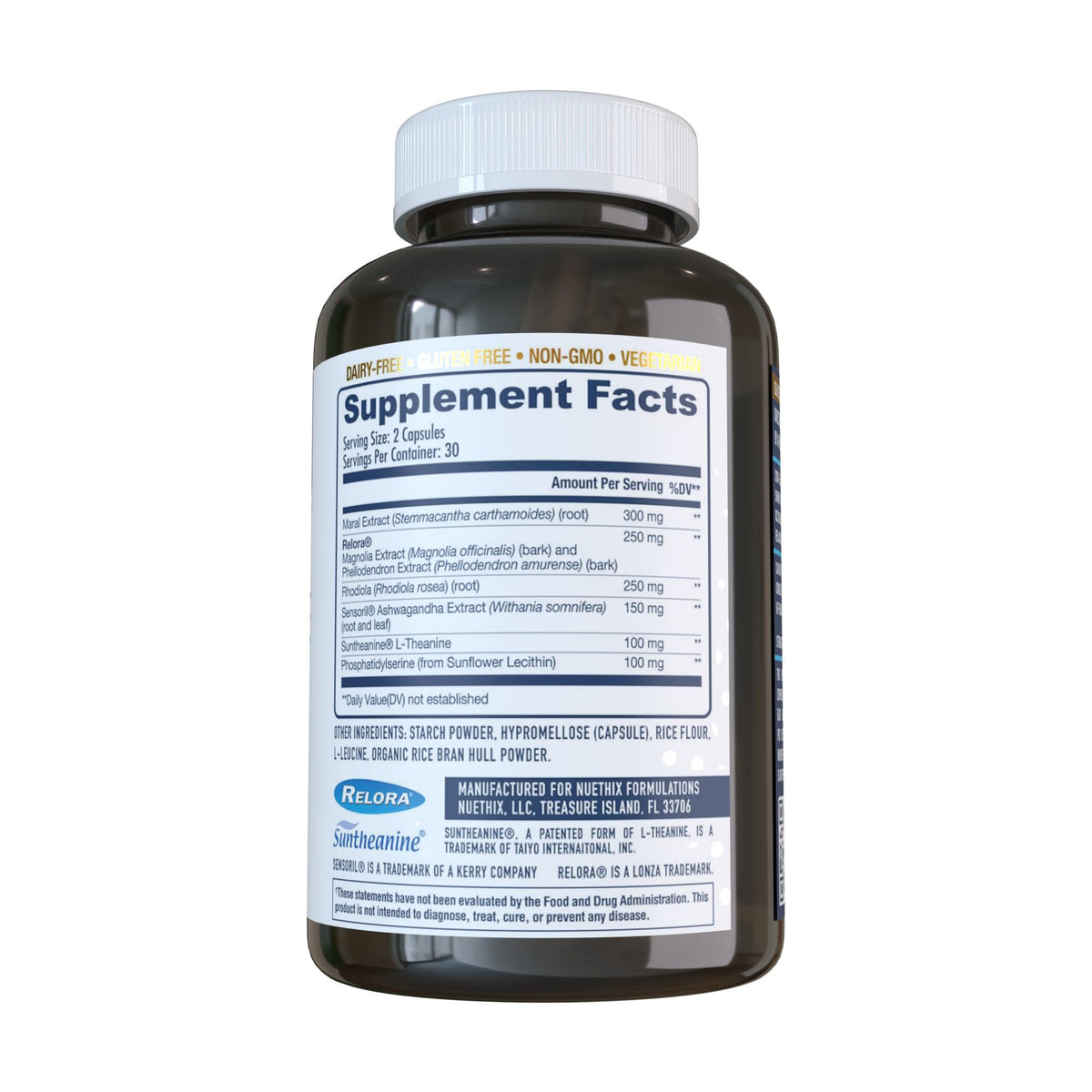 NuEthix Formulations Cort-Eaze - Cortisol Supplement - Health Support Supplement with Ashwagandha, L-Theanine & Rhodiola Rosea - Relaxation and Deep Sleep, 60 Capsules, 30 Servings NuEthix Formulations