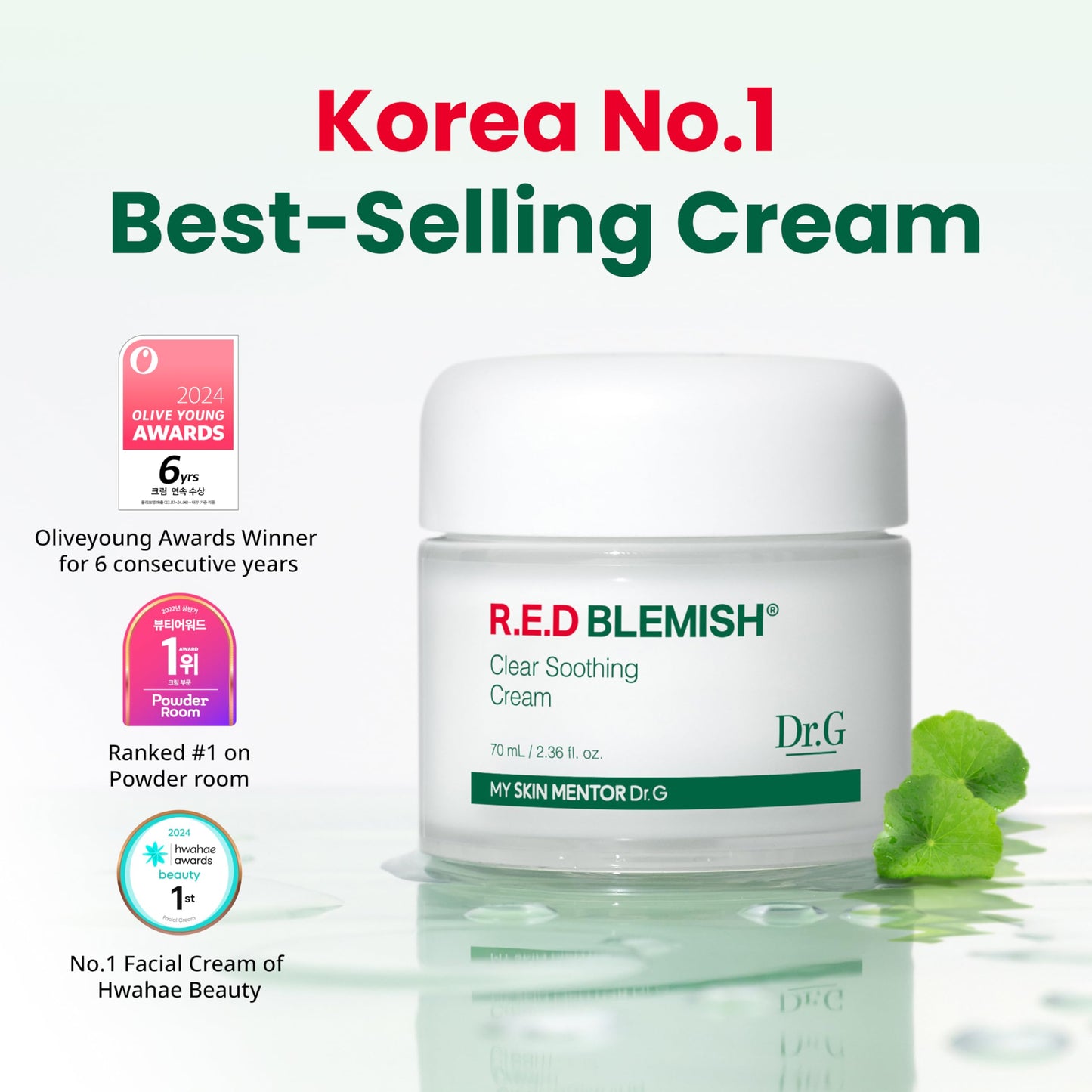 Dr. G R.E.D. Blemish Clear Soothing Cream - Calming Korean Moisturizer for Redness - Soothes Acne & Irritation Dr.G