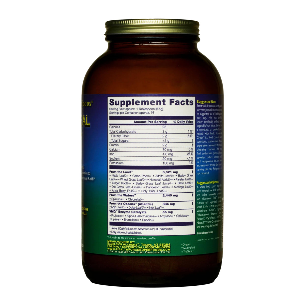 HEALTHFORCE SUPERFOODS Vitamineral Green - Mineral Supplement for Immune & Thyroid Support - Green Powder Supplement with Ingredients from The Land - Gluten-Free & Vegan - 500 Grams HEALTHFORCE SUPERFOODS