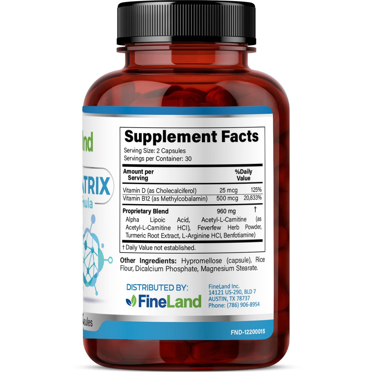 FineLand NEUROMATRIX Complex Formula, Advanced Cognitive and Nerve Support Supplement, High Potency Vitamin B12, Alpha Lipoic Acid and Acetyl-L-Carnitine, 60 Capsules FineLand