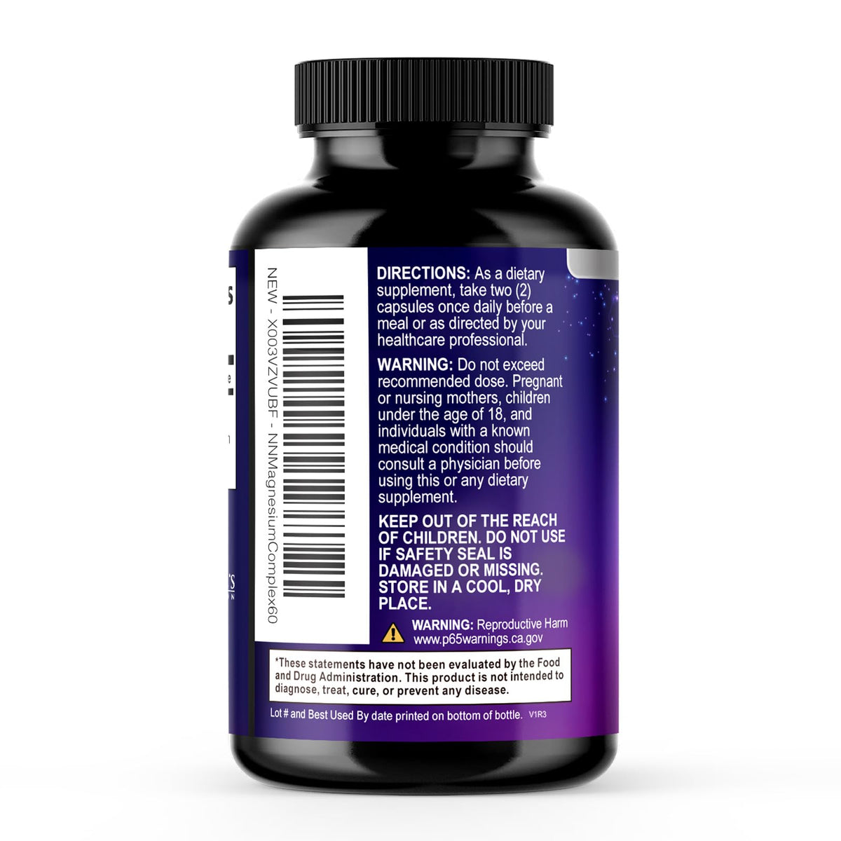 Magnesium Complex Supplement - Magnesium 500 mg Per Serving - 4 in 1 High Absorption Blend - 100% Chelated Magnesium Glycinate with Malate, Citrate & Oxide - Vegan Complex - USA Bottled - 60 Capsules Nature's Nutrition