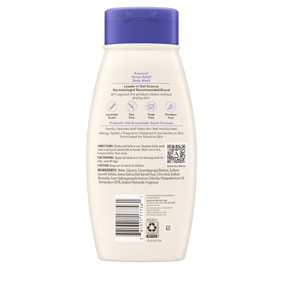 Aveeno Stress Relief Body Wash, Lavender Scent, 18 fl. oz Aveeno