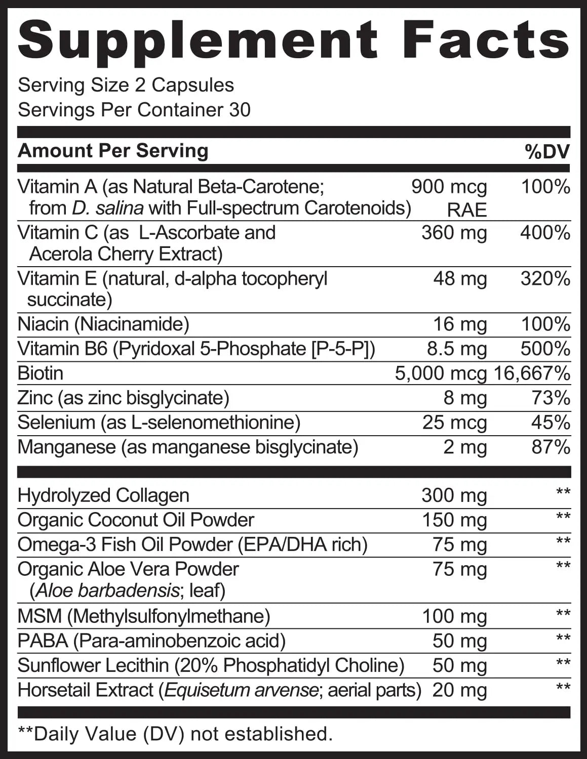 NATURELO Hair, Skin and Nails Vitamins - 5000 mcg Biotin, Collagen, Natural Vitamin E - Supplement for Healthy Skin NATURELO
