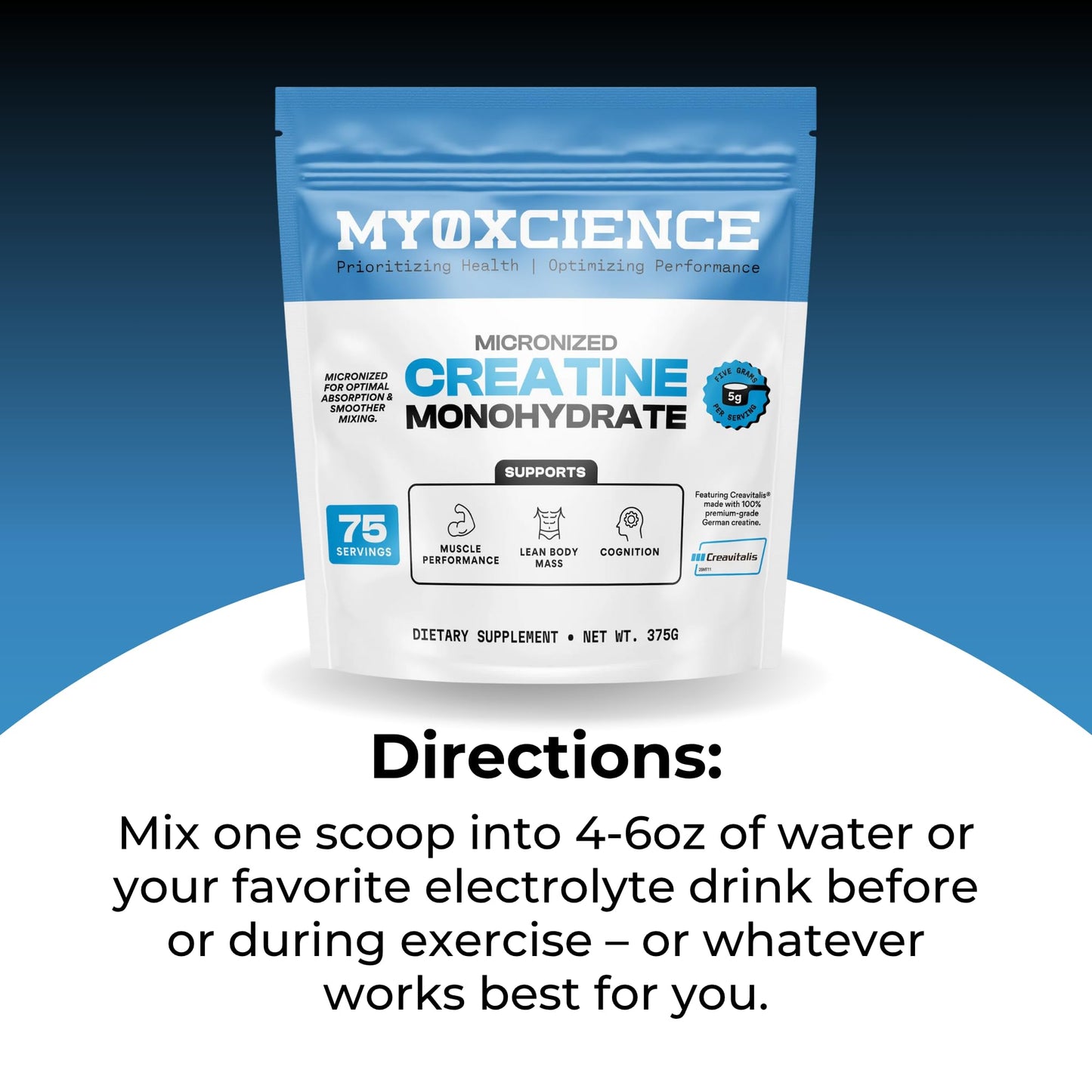 MYOXCIENCE Micronized Creavitalis Creatine | The World’s Purest Micronized Form of Creatine Monohydrate | Supports Muscle Performance MYOXCIENCE