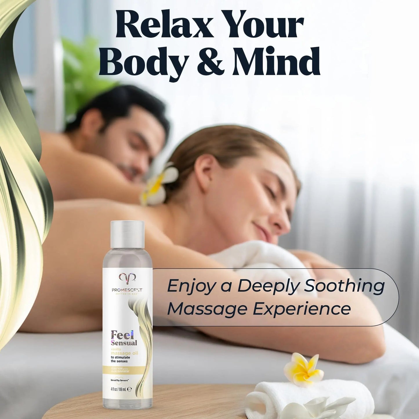 Promescent Massage Oil for Massage Therapy, Massage Oils for Date Night, Premium Body Oil for Men & Women to Relieve Stress & Sore Muscles, Essential Oils for Skin (4 oz) (Vanilla) Promescent