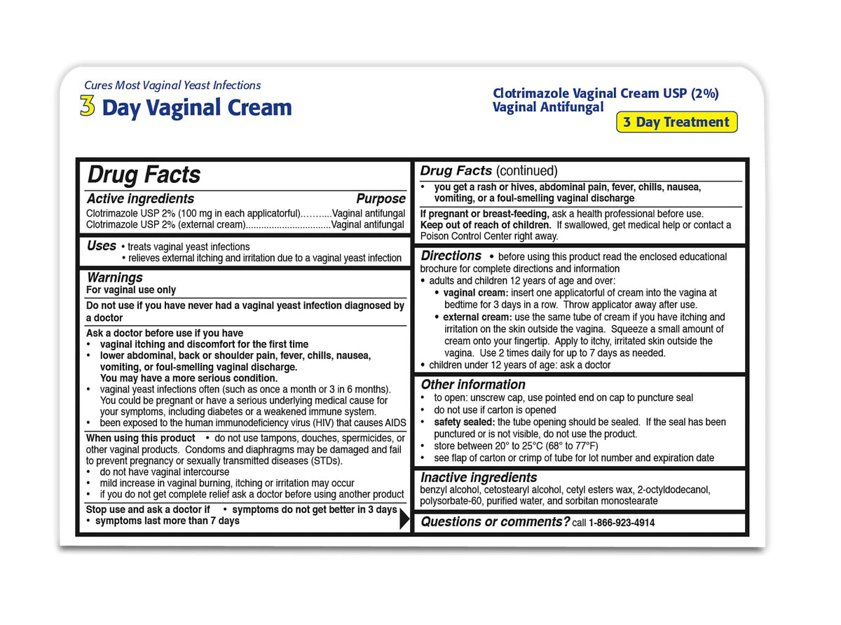 Clotrimazole 3 -Day Vaginal Cream - 0.74 Oz (PACK OF 3) Clotrimazole
