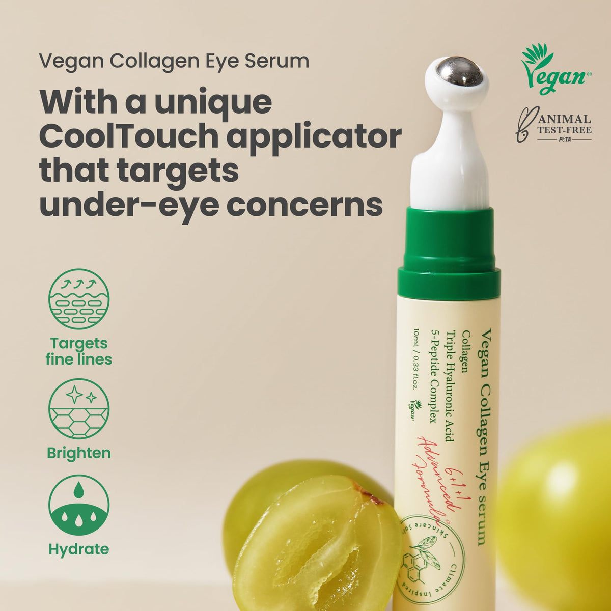 AXIS-Y Vegan Collagen Eye Serum - K Beauty Triple Hyaluronic Acid & Peptide Collagen Serum Improve Skin Elasticity, Reduce Fine Lines & Dark Circles AXIS-Y