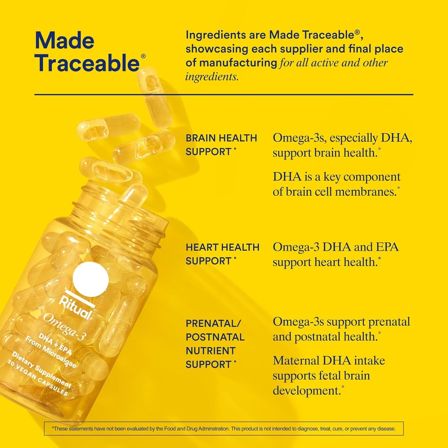 Ritual Hyaluronic Acid and Vegan Omega 3 Supplement Bundle - HyaCera Reduce Wrinkles, Fine Lines & Improve Skin Smoothness* - Bioavailable Omega-3 DHA and EPA - Vegan - 30 Servings Gsupps Australia