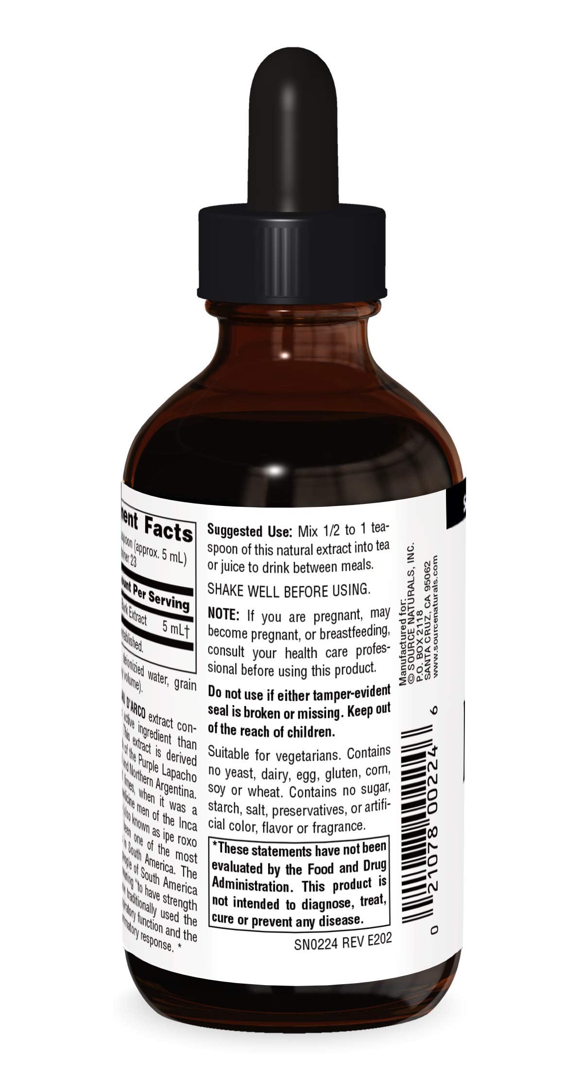 Source Naturals PAU D'Arco Liquid Extract, Support Resriotory Function and the Body's Healthy Inflammatory Response* | Dietary Supplement |1 Bottle | 4 Fluid oz. Source Naturals