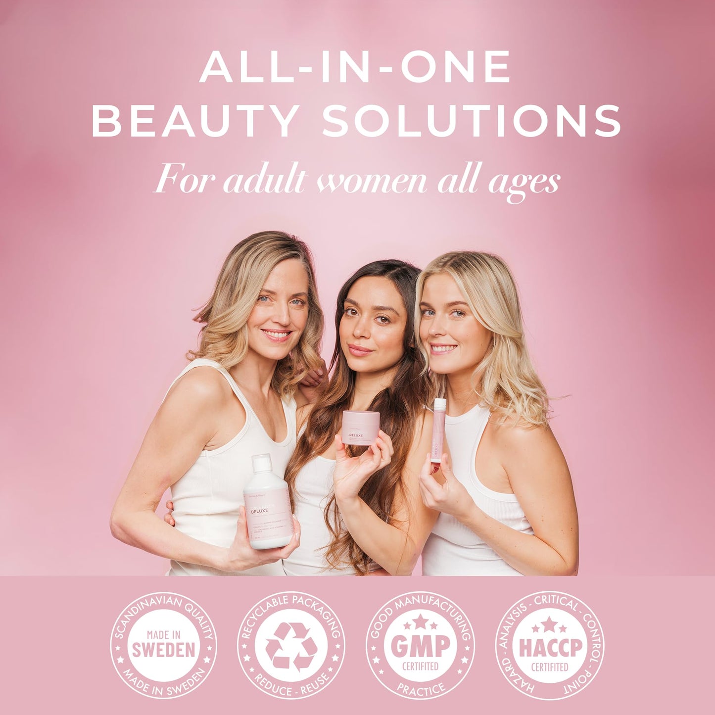 Swedish Collagen Deluxe 12,500 mg Hydrolyzed Marine Collagen Liquid Supplement - 20 Day Supply, 500 ml, Type 1 & 3 | Peptides & Vitamins for Hair, Skin, Nails, Joints | Clinically Tested | Sugar Free Swedish Collagen