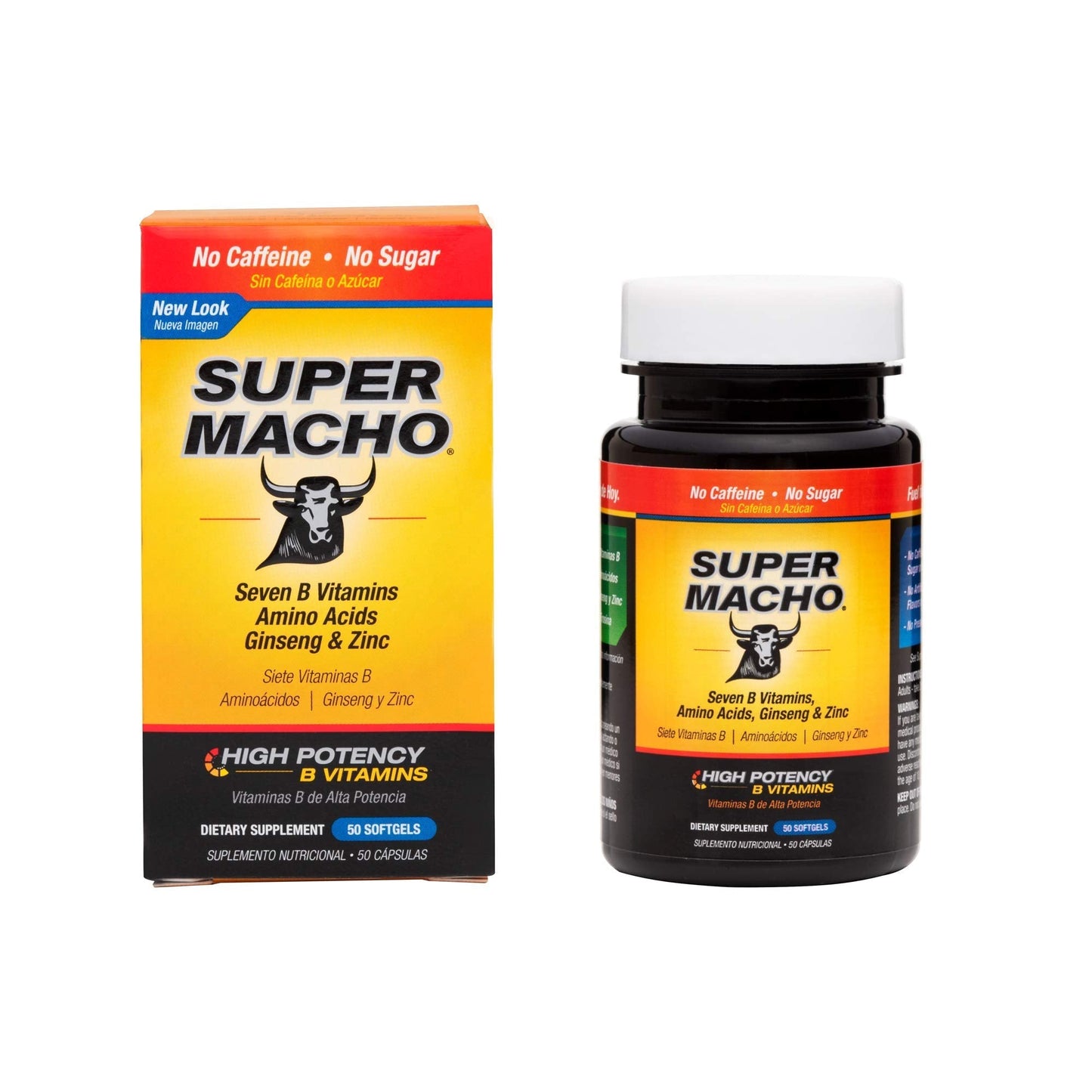 Super Macho Dietary Supplement with High Potency Zinc & 7 B Vitamins, No Preservatives, Sugar or Caffeine, Made in USA, 50 Softgels (3 Pack) Super Macho