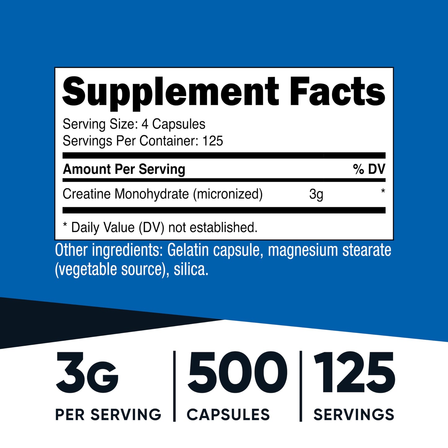 Nutricost Micronized Creatine Monohydrate 3,000mg 500 Capsules, 125 Servings, 750mg of Creatine Monohydrate Per Capsule Nutricost