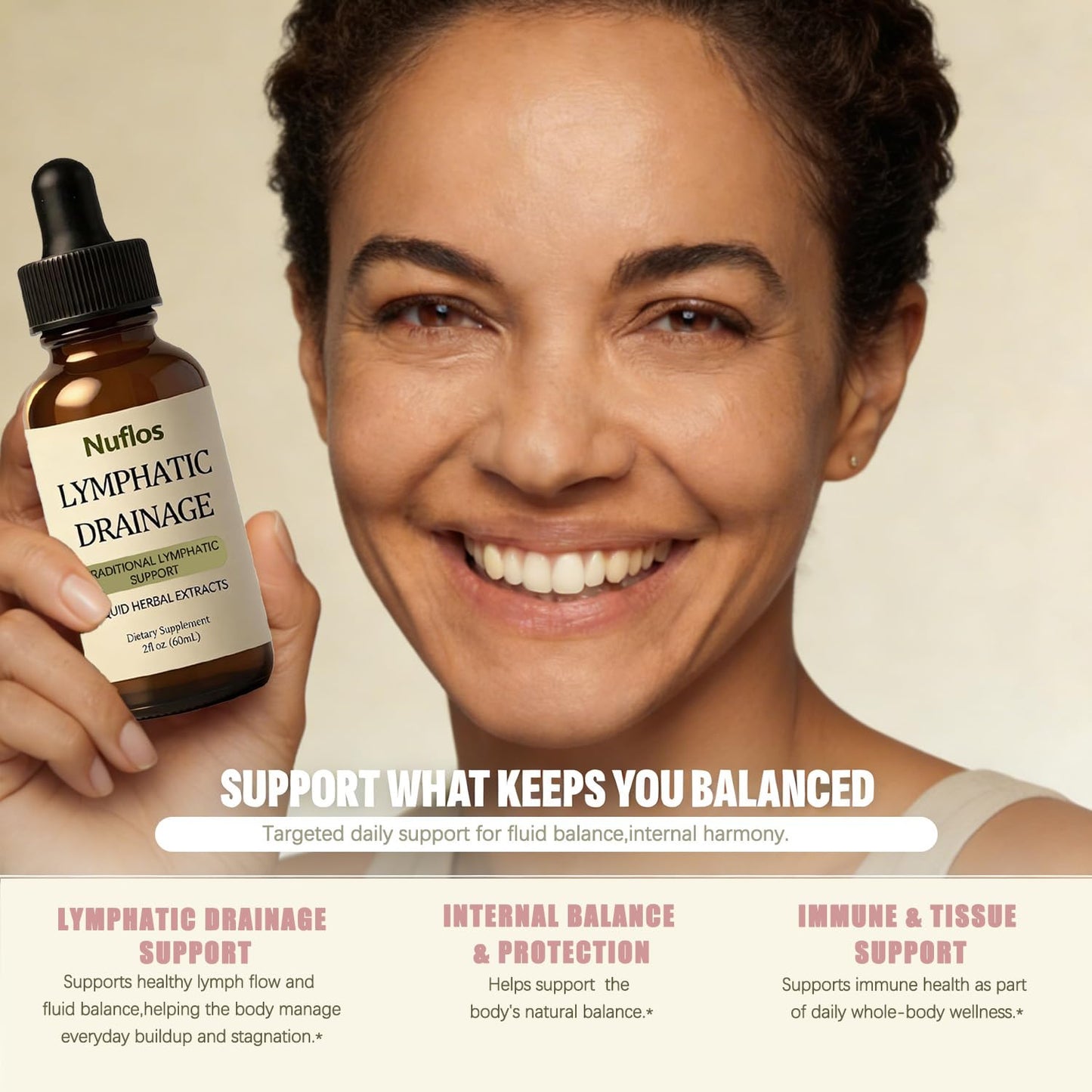 SAPURAIS Nuflos Lymphatic Drainage Drops, Supports Fluid Balance & Immune Health, 2 fl.oz SAPURAIS