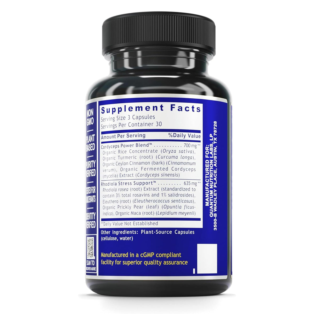 QNL Quantum Fatigue Support - Vegan Rhodiola Rosea Root Supplement, Organic Adaptogen Blend for Occasional Physical & Cognitive Stress - 90 Plant-Based Capsules Quantum Nutrition