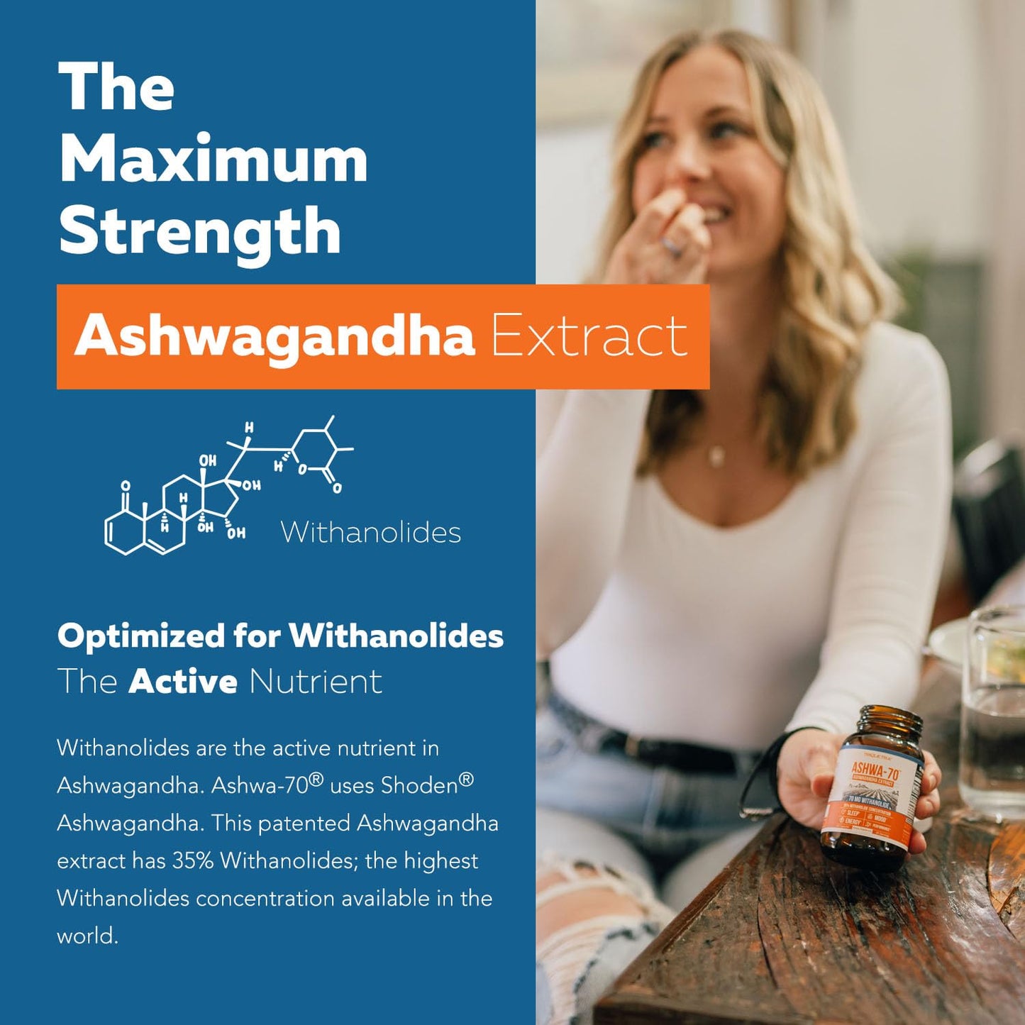 Ashwa-70®: Ashwagandha Extract - 35% Withanolides | Max Strength, Highest Withanolide Concentration - Mood & Performance - Enhanced Absorption with BioPerine® Black Pepper (60 Capsules) Triquetra Health