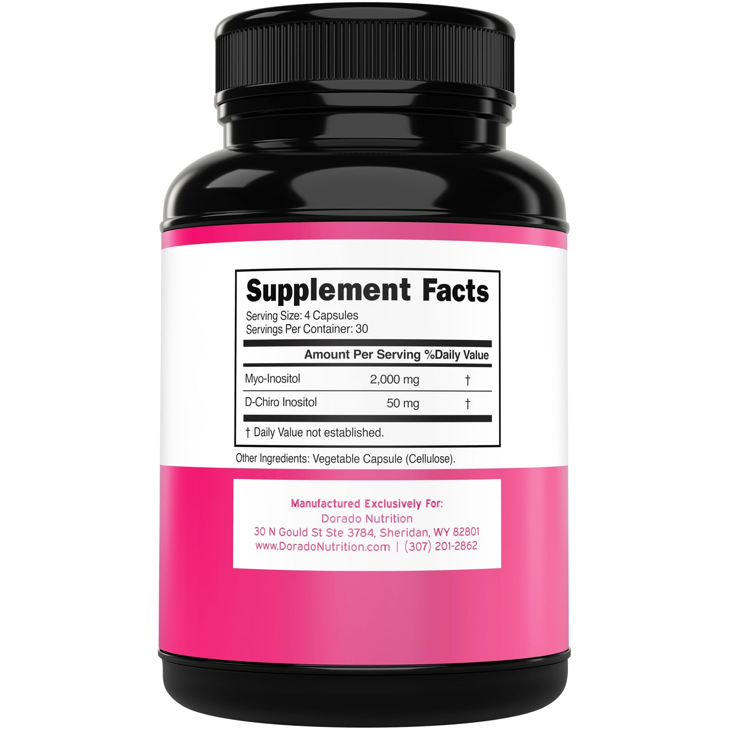 Myo-Inositol & D-Chiro Inositol Supplement For Women (120 Capsules, 2050mg Per Serving Ideal 40:1 Ratio Myo Inositol) Hormone Balance for Women - Third Party Tested DORADO NUTRITION