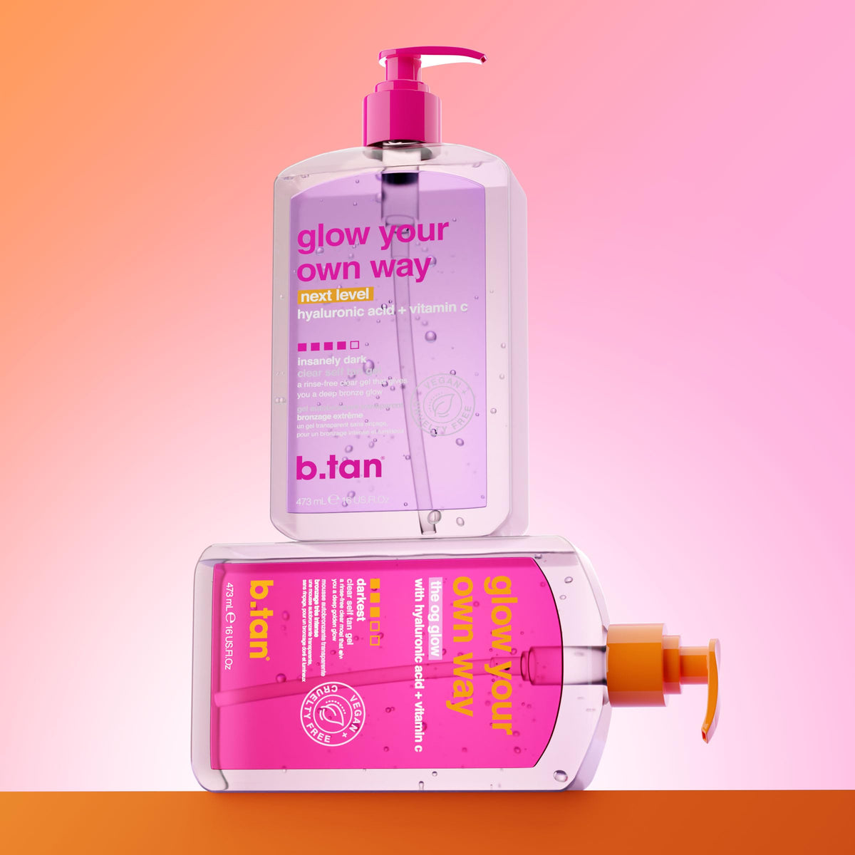 b.tan Extra Dark Clear Self Tanning Gel - Glow Your Own Way Gradual Tan B.TAN