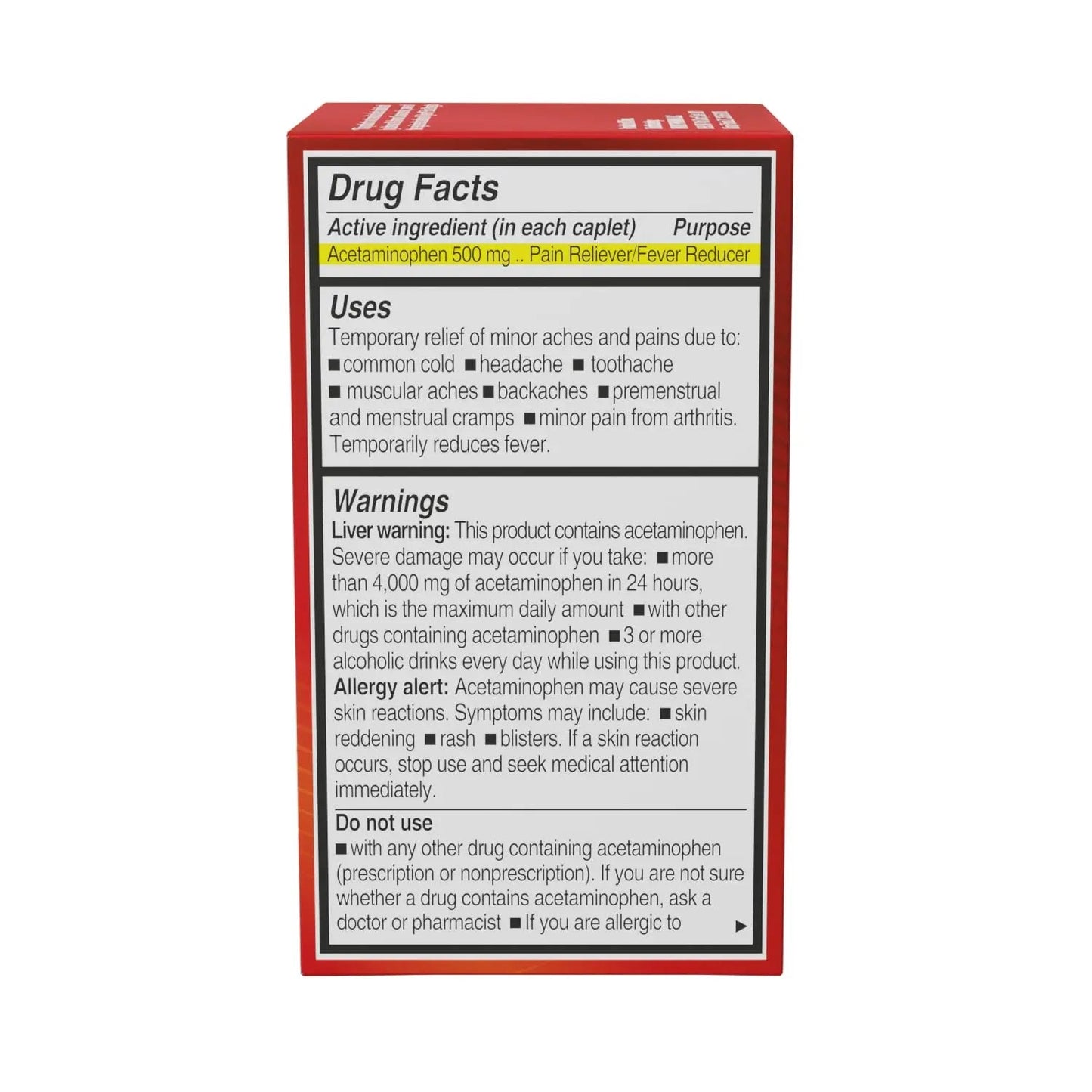 NOTTS Extra Strength 500 mg Caplets with Acetaminophen, Pain Reliever and Fever Reducer for Headache, Backache and Toothache, 100 Count NOTTS