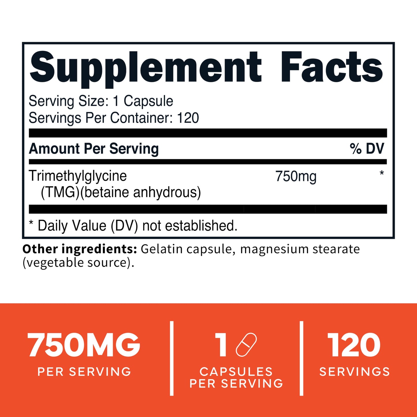 Type Zero Clean TMG Trimethylglycine Capsules (120 Servings) - Non GMO, Gluten Free Type Zero