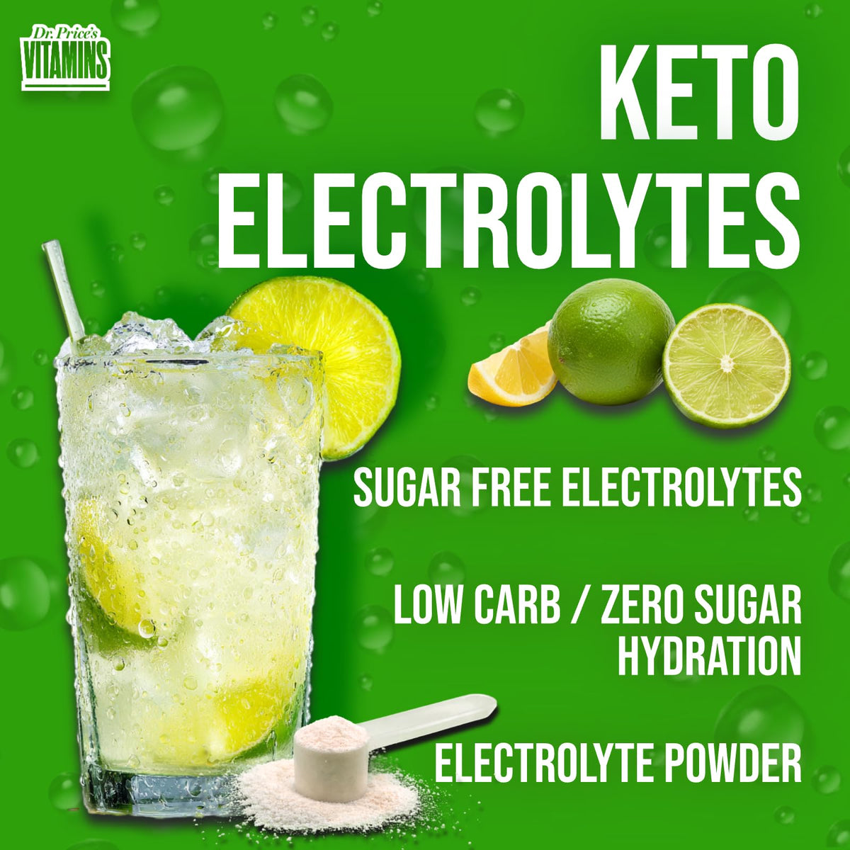 Dr. Price’s Electrolytes Powder Bulk – Lemon Lime, 90 Servings | Sugar Free Hydration Drink Mix with 72+ Trace Minerals, Manganese | Keto Electrolytes Dr. Price's Vitamins