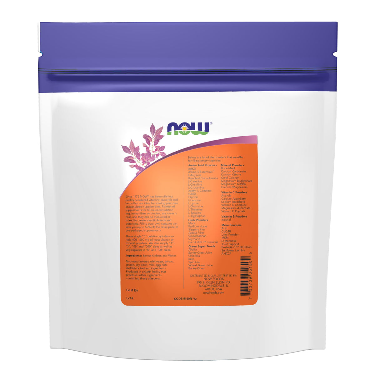 NOW Foods Supplements, Empty Gelatin Capsules, Single "0", Bovine Sourced, Filled by Weight, 1,000 Gel Capsules NOW Foods
