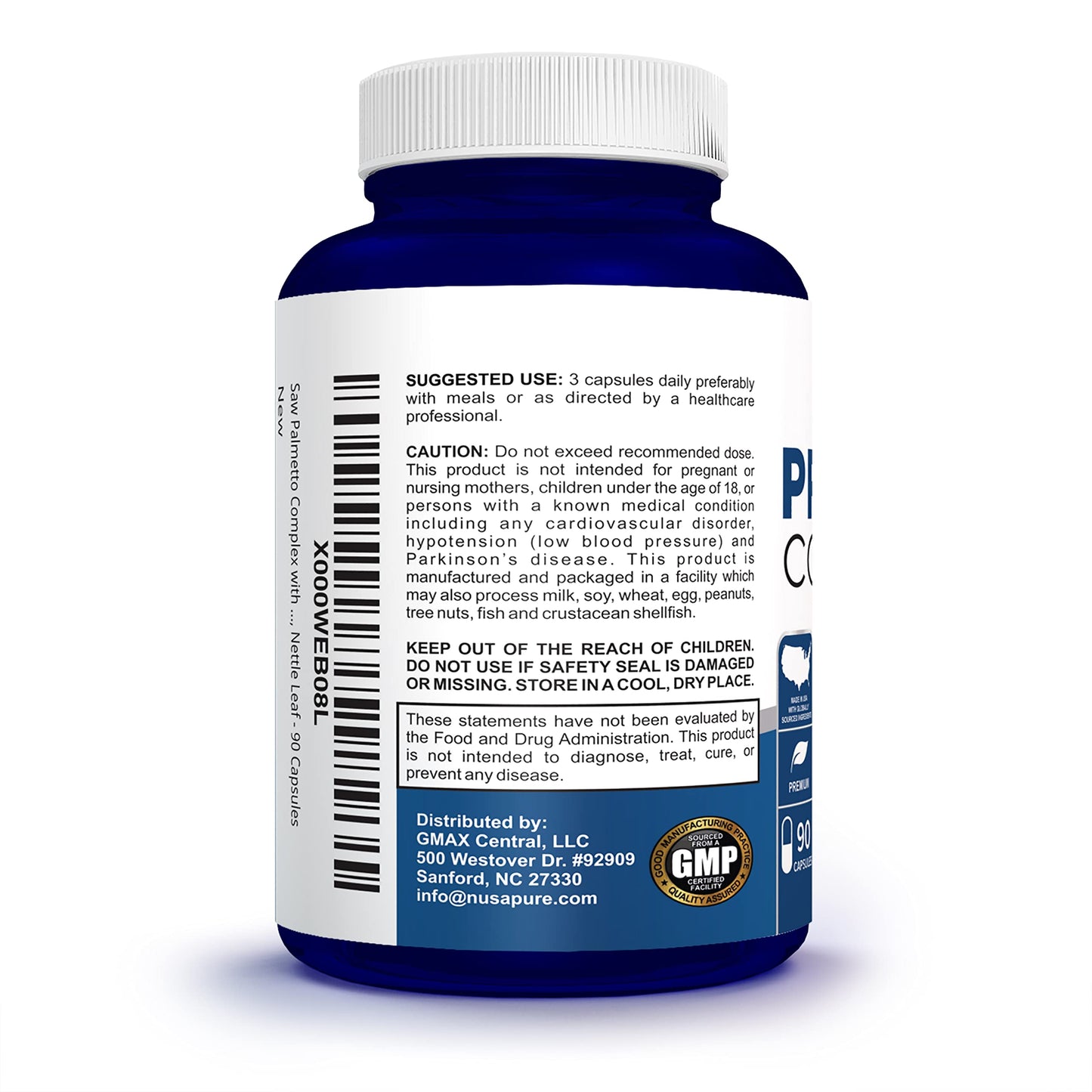 NusaPure Saw Prostate Palmetto Complex (Plant Sterol Complex, Nettle Root, Pygeum Bark, Graviola) - 90 Capsules NusaPure