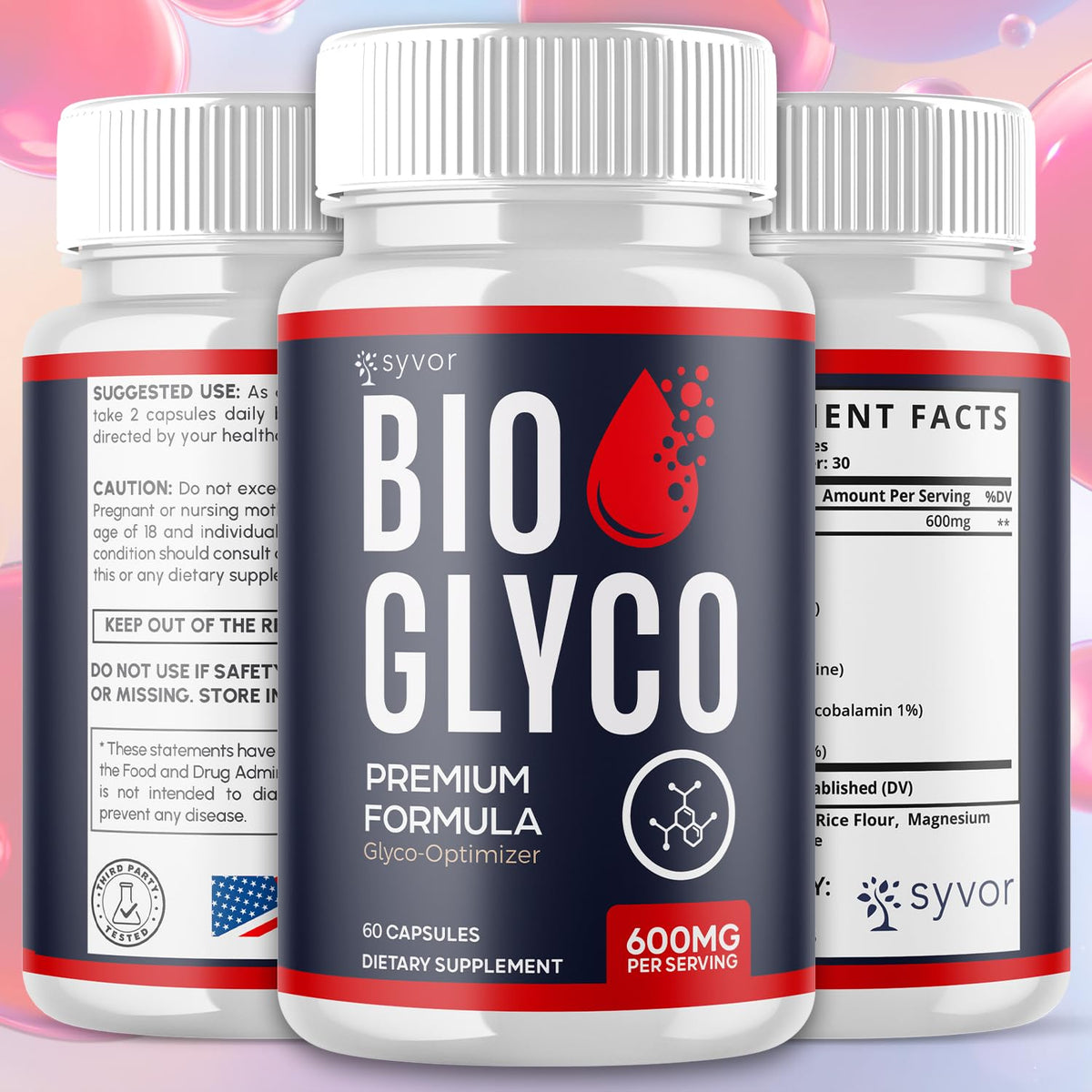(2 Pack) Bio Glyco Capsules, Official BioGlyco Blood Health Support Pills with All Natural Ingredients, Advanced Blood Optimizer with Maximum Strength Premium Vitamins for Women & Men (120 Capsules) Syvor