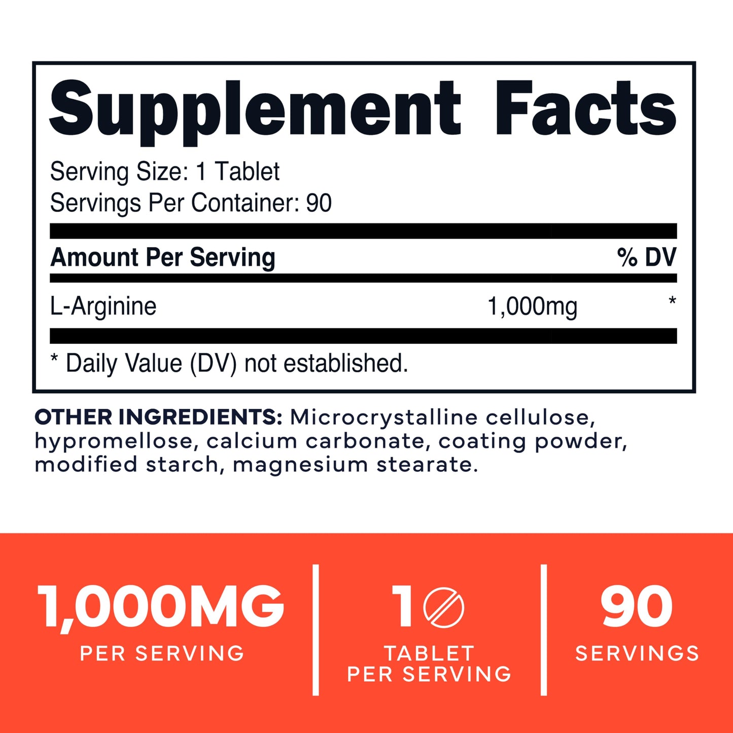 Type Zero L-Arginine 90 Tablets 1,000 mg per Serving - Non-GMO Type Zero