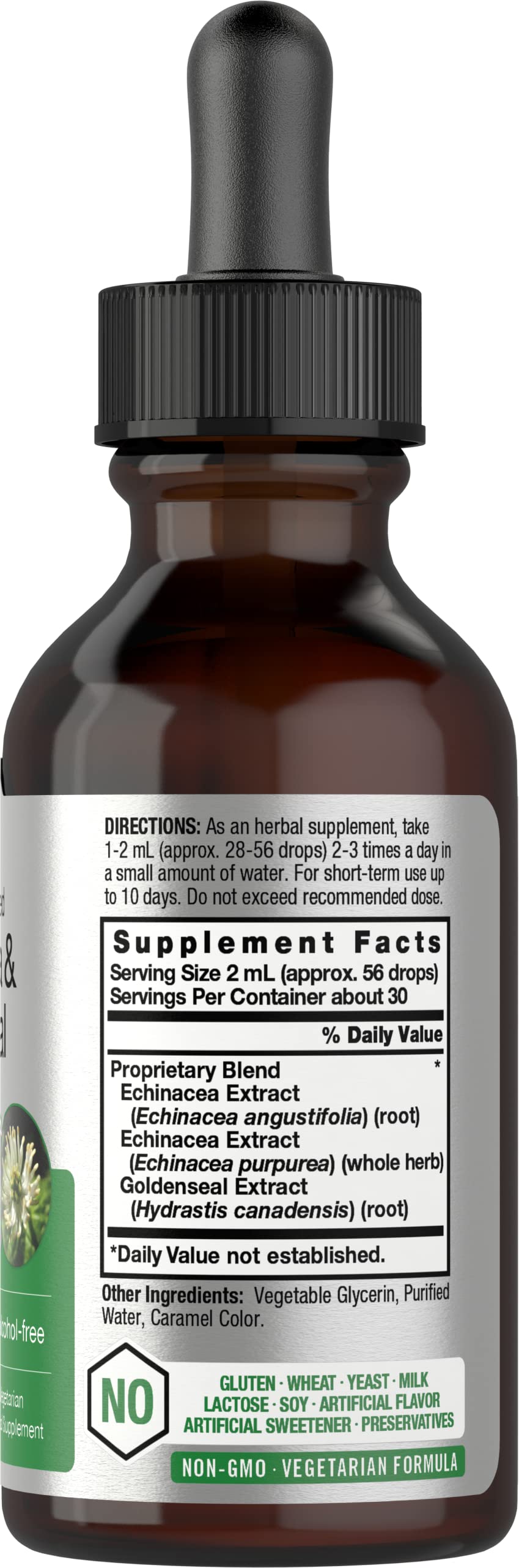 Echinacea Goldenseal Liquid Extract | 2 fl oz | Alcohol Free Tincture Drops | Vegetarian Horbäach