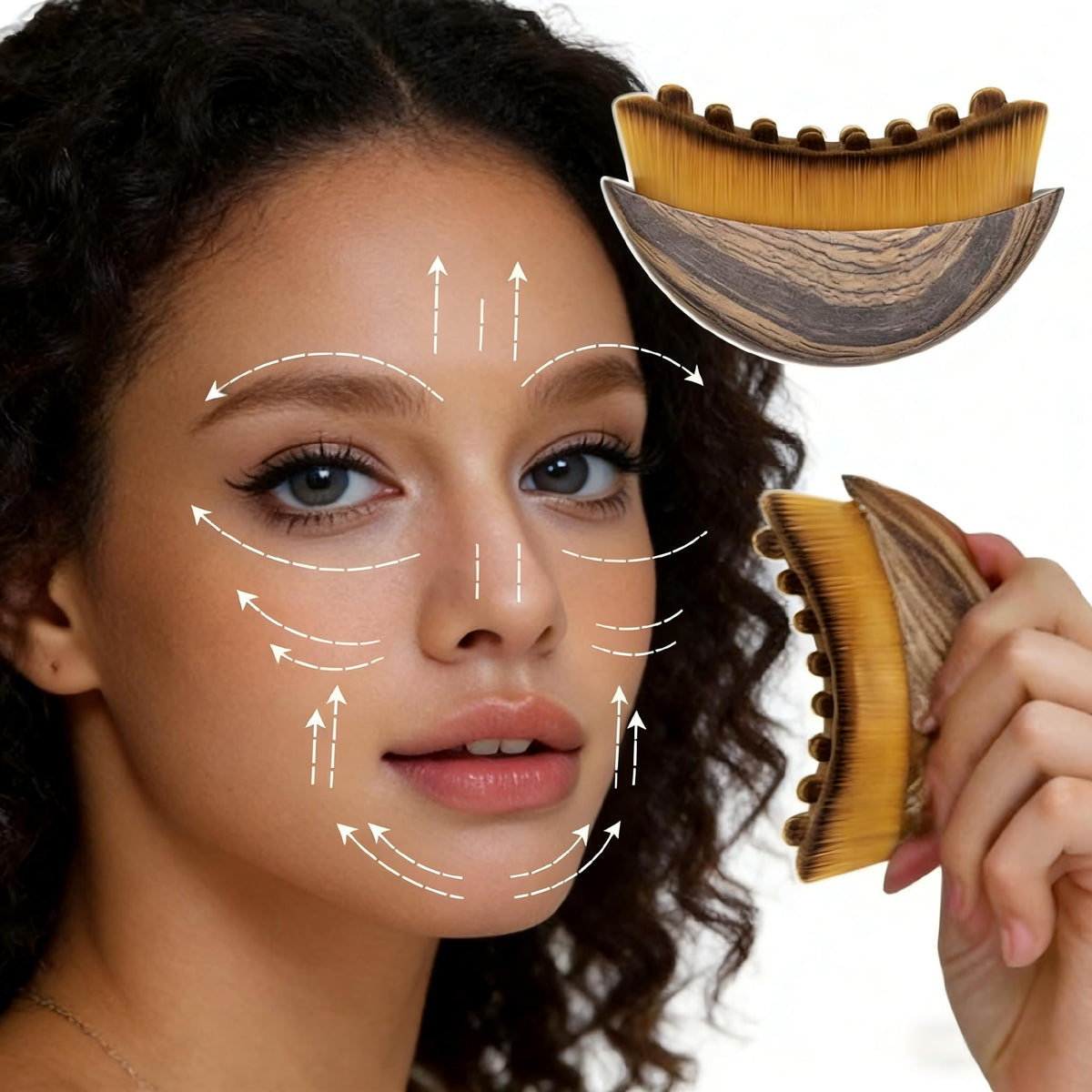 2 PCS New Lymphatic Contour Face Brush for Sculpting – Face Brush for Lymphatic Drainage, Anti-Puffiness, Detox & Lift, Improves Skin Glow & Absorption, Travel-Friendly Portable Design zjywhxdlyf