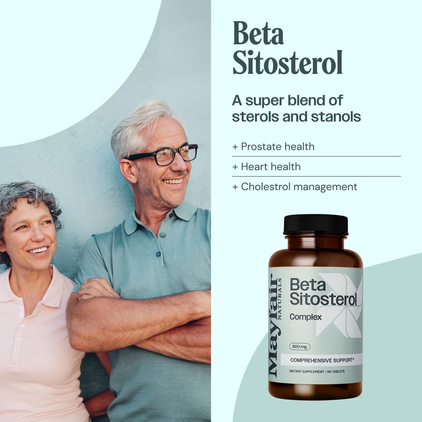Mayfair Naturals Beta Sitosterol Complex (2 Pack), 500mg, Plant Sourced, 90 Tablets Each (180 Total), Comprehensive Support Supplement Mayfair Naturals