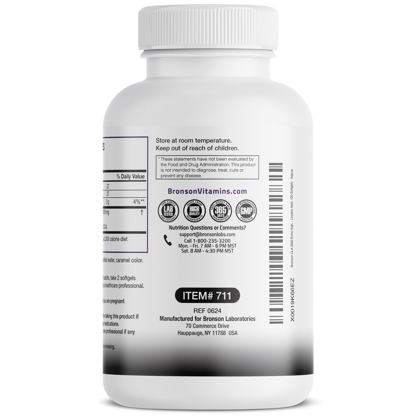 Bronson CLA 3000 Extra High Potency Supports Healthy Weight Management Lean Muscle Mass Non-Stimulating Bronson