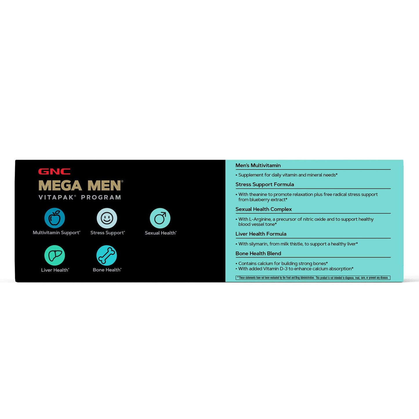 GNC Men's 30+ Vitapak Program | 5-in-1 Daily Multivitamins and Minerals | Supports Healthy Bones and Stress Relief | 30 Servings GNC