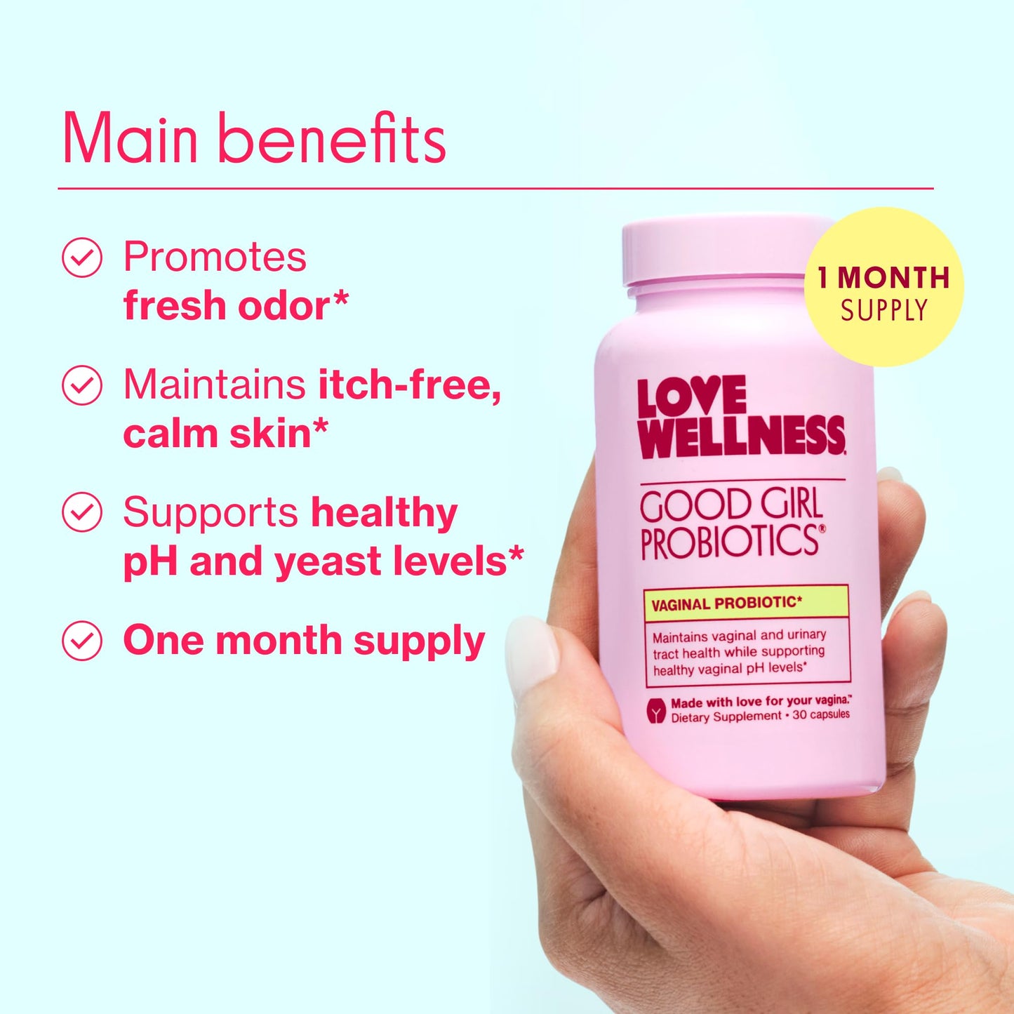 Love Wellness Good Girl Probiotics and Healthy V Vitamin | Womens Wellness Duo | Womens Probiotics Supplements for pH Balance and Vaginal Health Love Wellness
