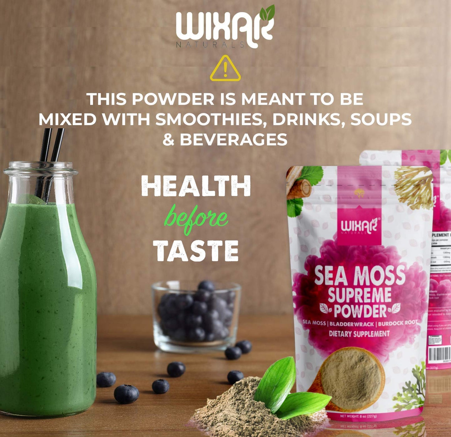Wixar Wildcrafted Sea Moss Powder – (8 Ounces) – Natural Irish Sea Moss and Bladderwra WIXAR NATURALS