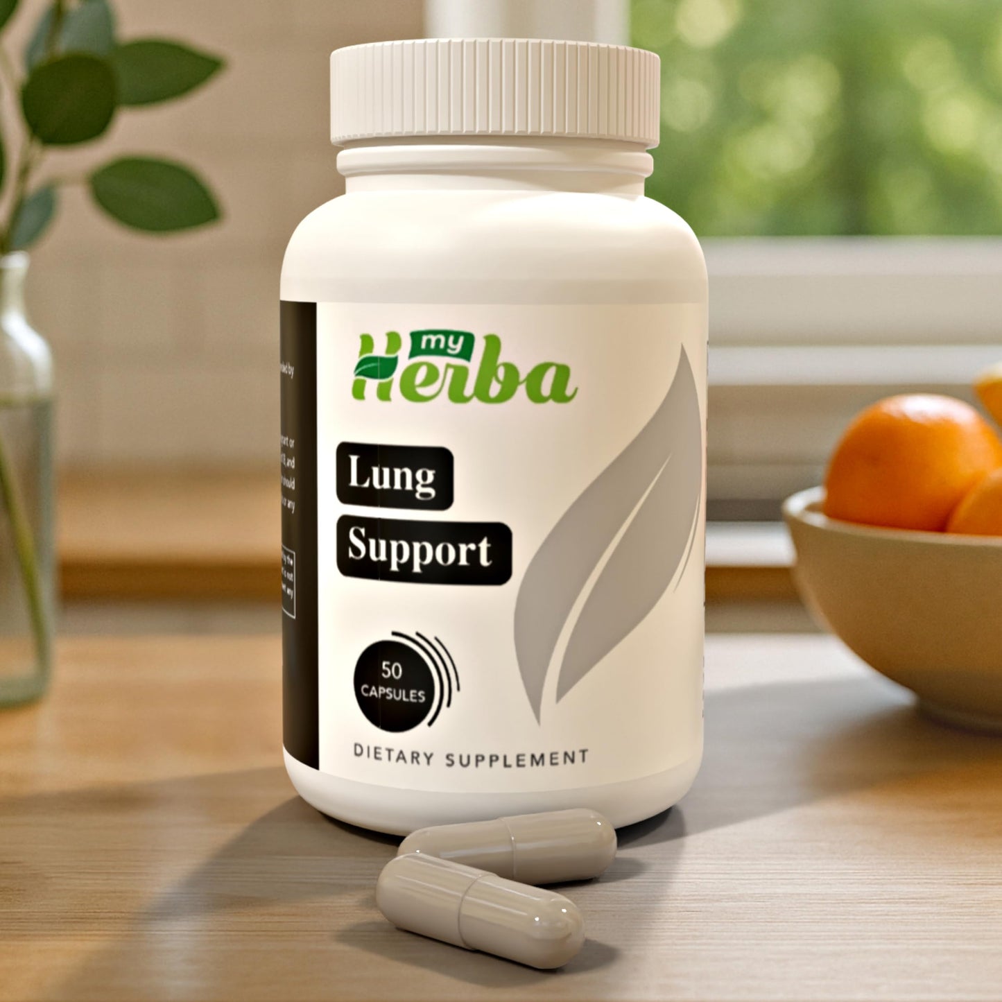 MyHerba Lung Support Supplement - Vegan Formula with Marshmallow Root, Chlorella, Ginkgo Biloba Leaf, Irish Sea Moss & PAU D’Arco - Deep Lung Cleanse, Detox and Immune Support for Adults, 50 Capsules MyHerba