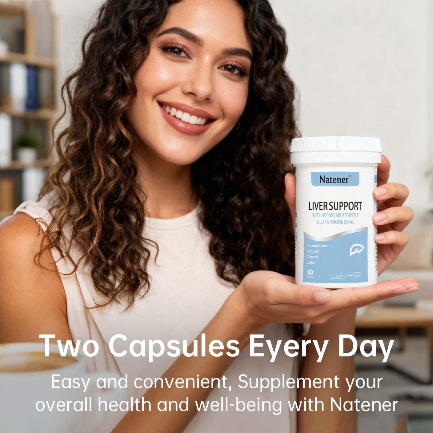 Natener Liver Support with 200mg Milk Thistle, 100mg Glutathione, 100mg NAC, 150mg Tumeric, Dandelion, Artichoke, Liver Cleanse Detox & Repair, Supports Energy*, Immunity & Liver Health*, 60 caps Natener