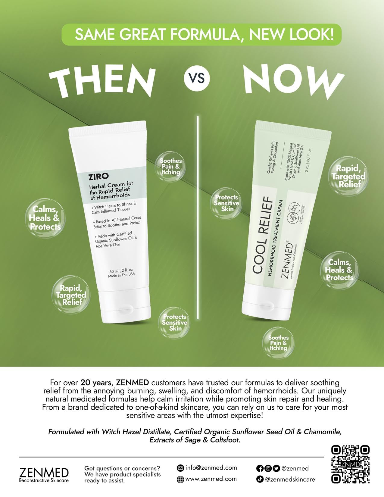 ZENMED Cool Relief - 2 oz Natural Herbal Cream with Organic Ingredients of Hemorrhoids Formula ZENMED